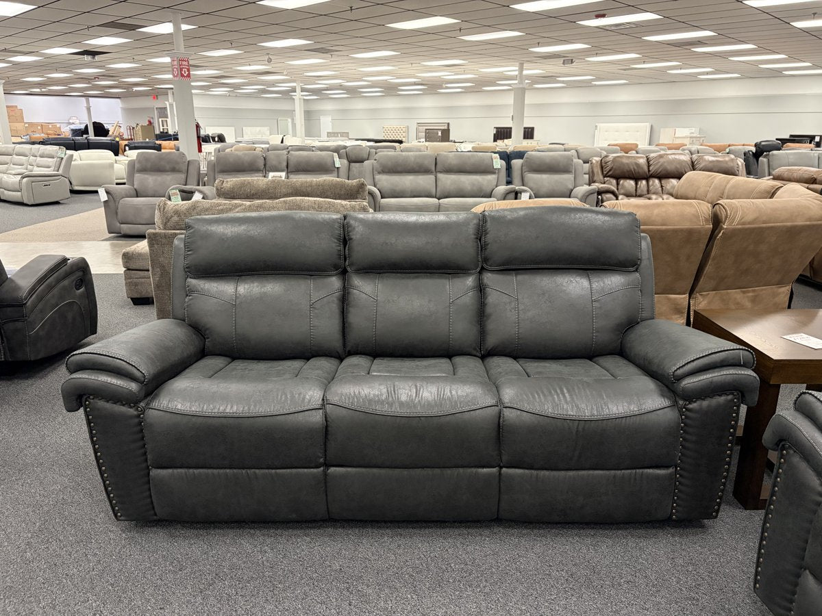 Alexandra Home Nailhead Black Reclining Sofa