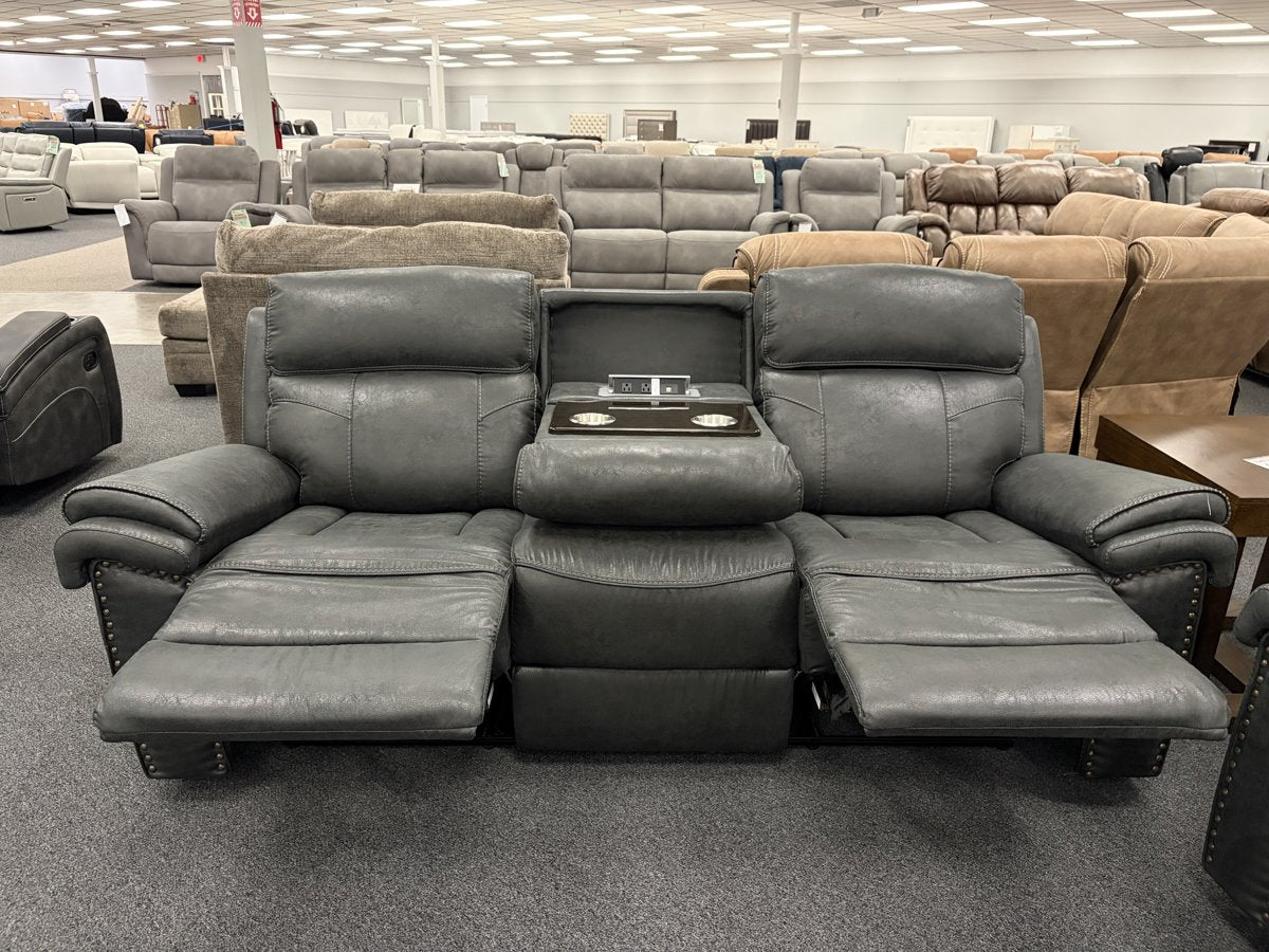 Alexandra Home Nailhead Black Reclining Sofa — image 2