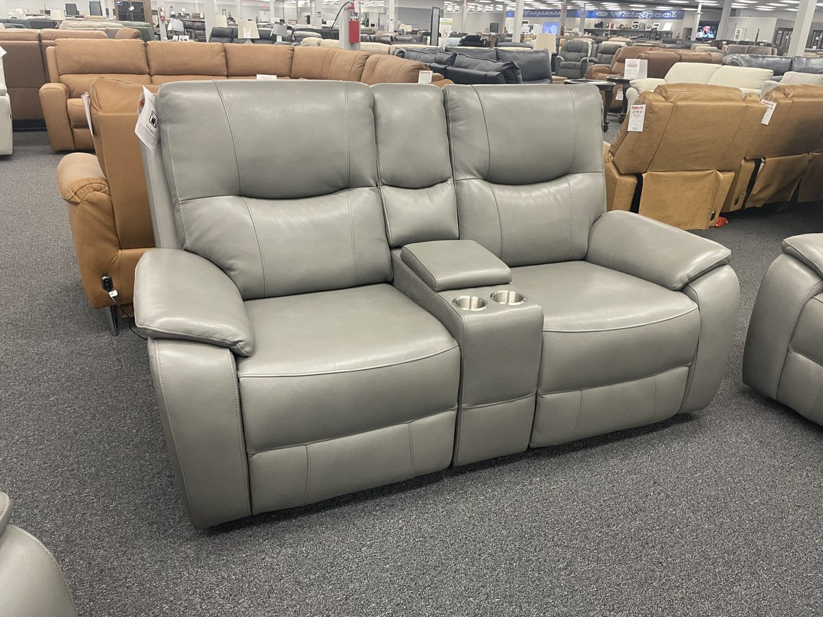 Barcalounger Holloway Light Grey Triple Power Reclining Console — image 2