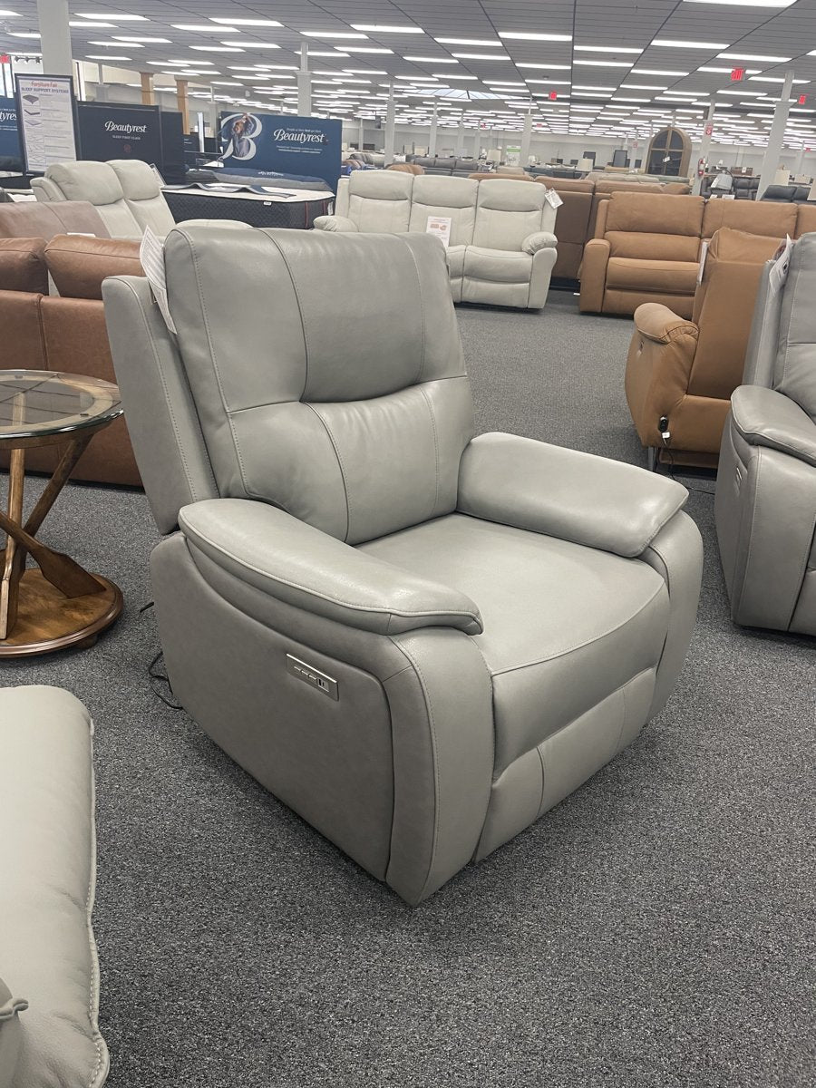 Barcalounger Holloway Light Grey Leather Triple Power Recliner — image 2