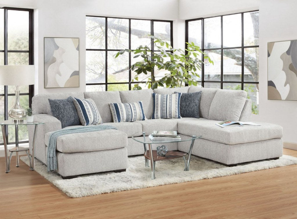 Affordable Furniture Bita Platinum U-Shape Sectional Set - Light Gray Fabric