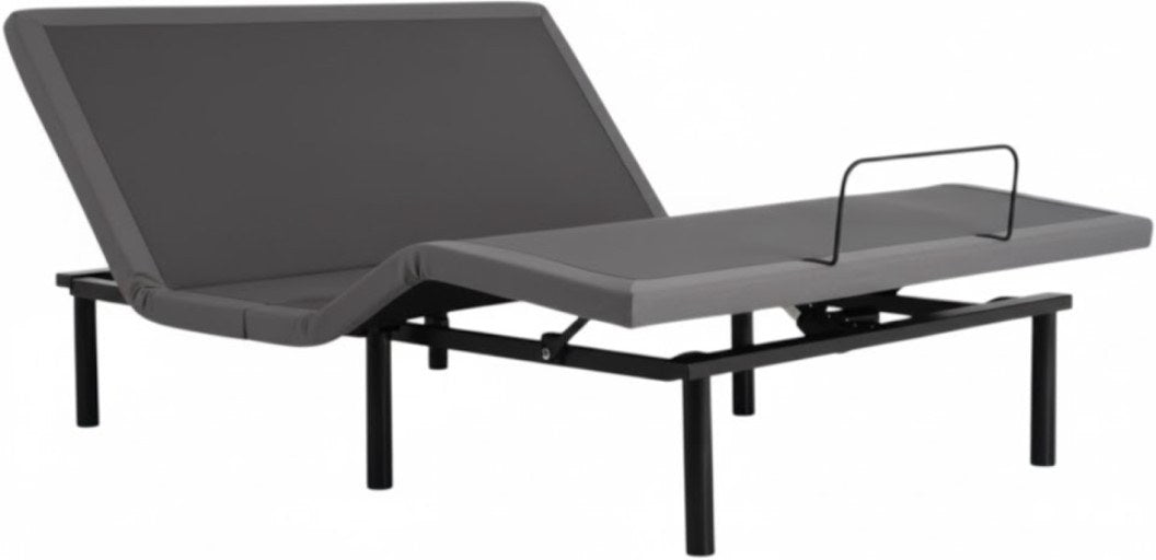 Serta Motion Essential Queen Adjustable Base with head and foot sections raised, shown on a white background.