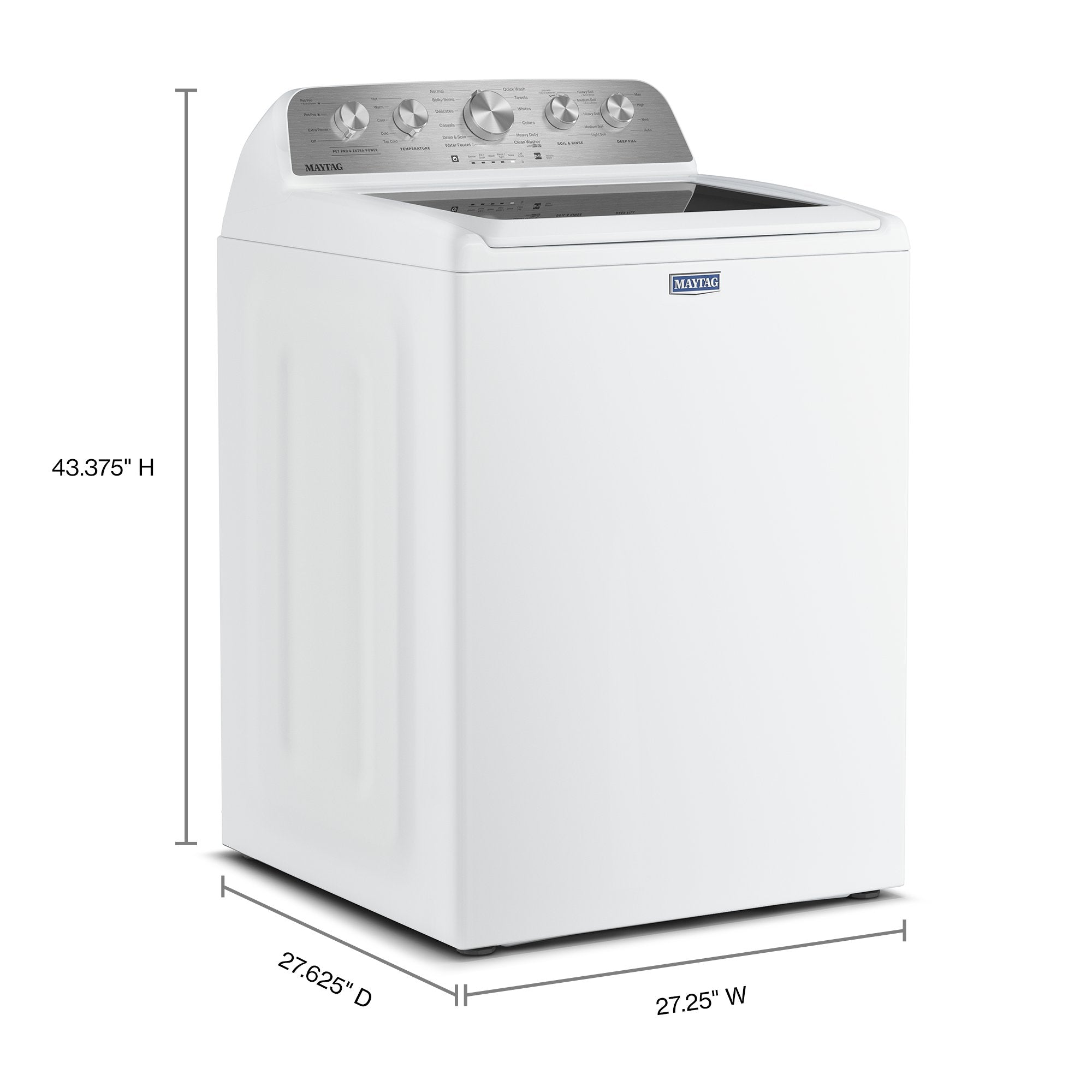 Maytag MTW5605RW Washer - White - Dimension