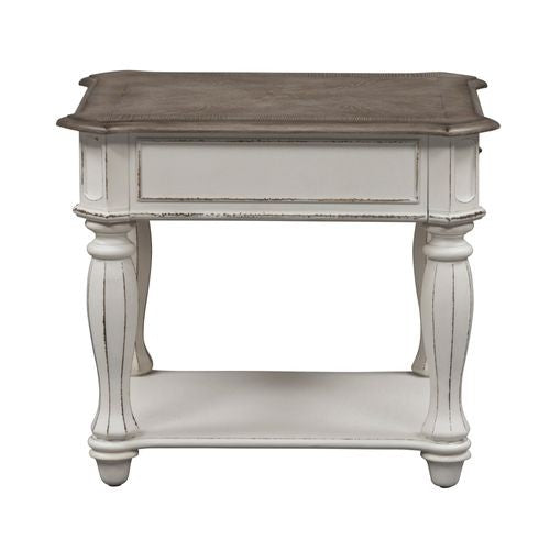 Liberty Furniture Distressed White Turned Leg End Table — image 2