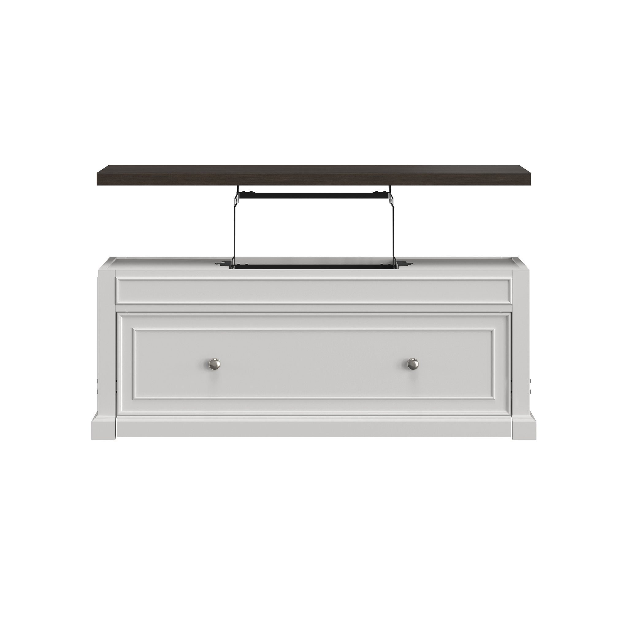 HH2home Soren Twin Lift-Top Cocktail Table with Storage - White & Brown