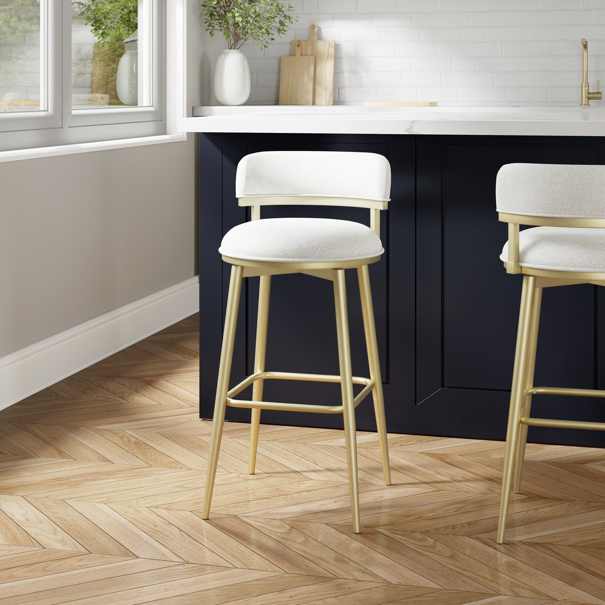 HH2home Jaxon Adjustable-Height Swivel Bar Stool - Gold & White