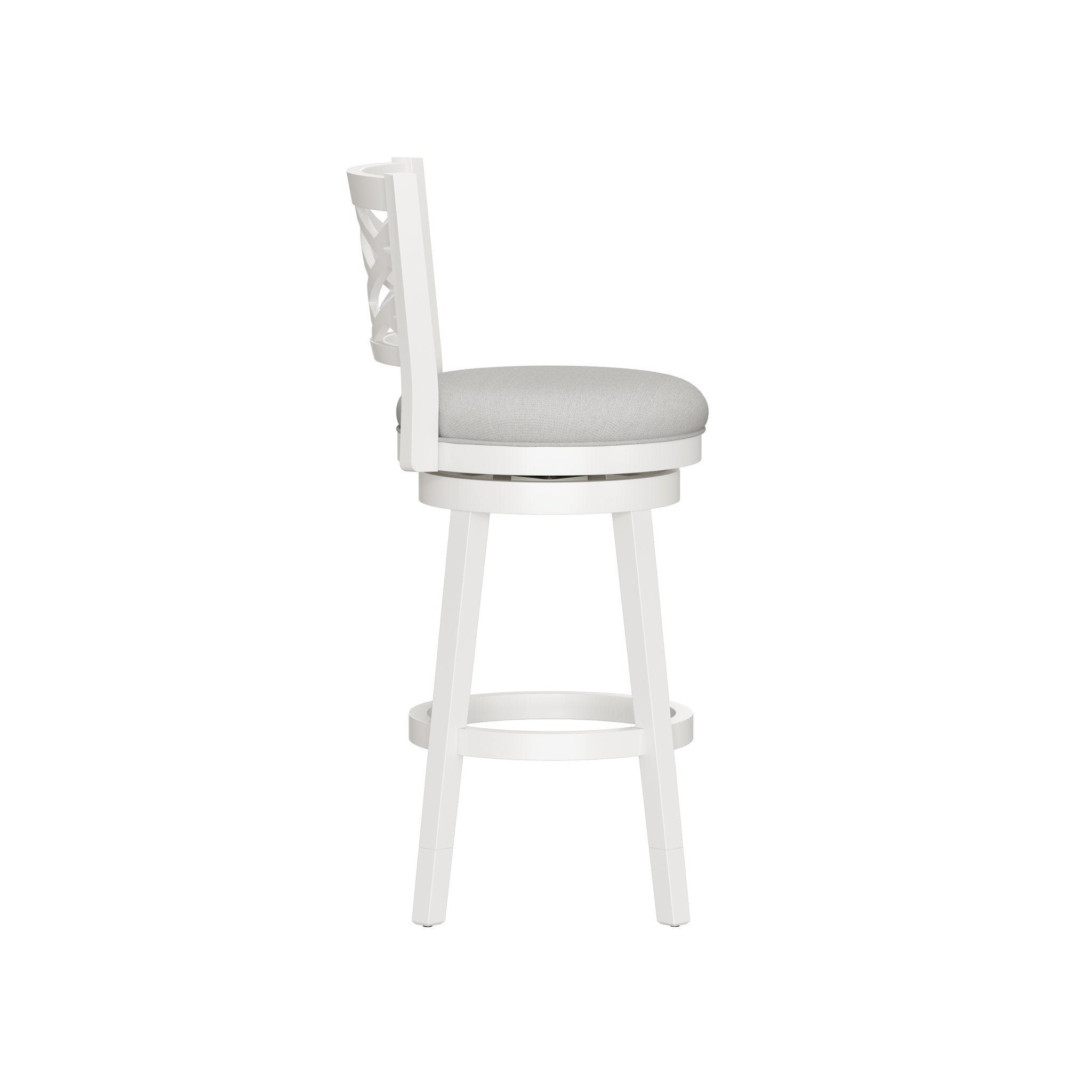 HH2home Riva Adjustable-Height Swivel Stool with Lattice Back - White & Gray