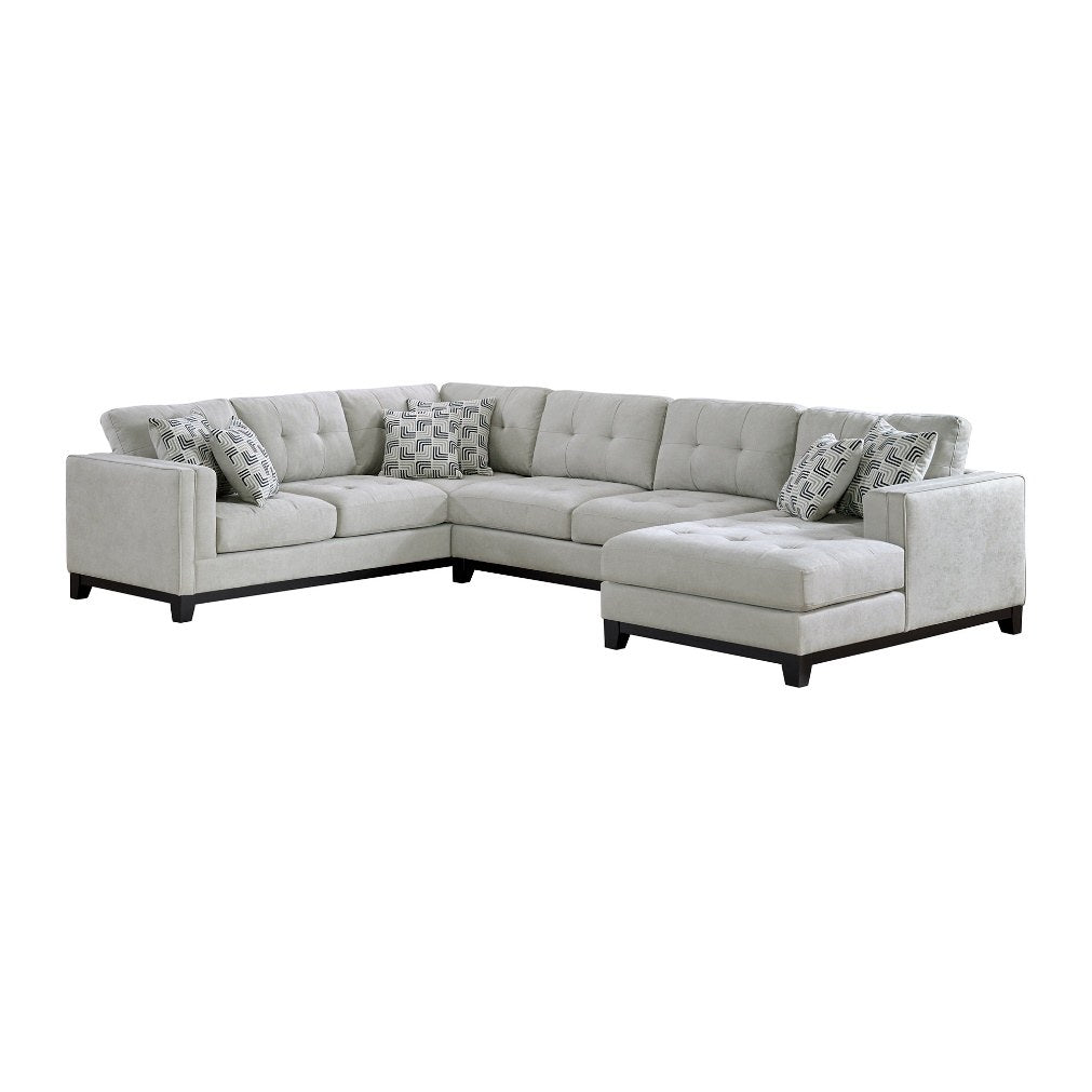 Elements International Wyatt 3-Piece U-Shaped Sectional with Ottoman - Light Gray Fabric — image 2
