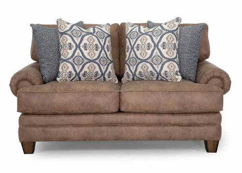 Franklin 957 Rich Saddle Brown Rolled Arm Loveseat