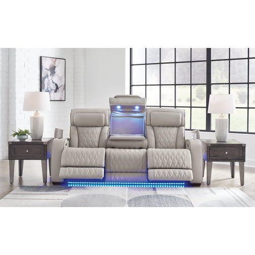 Ashley Transformer Greige Power Reclining Console Loveseat