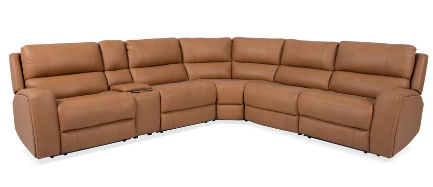 Cheers 6-Pc Power Head & Foot Reclining Sectional - Oslo Antelope Leather