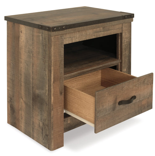 Ashley Trinell Rustic Brown Distressed Wood Nightstand