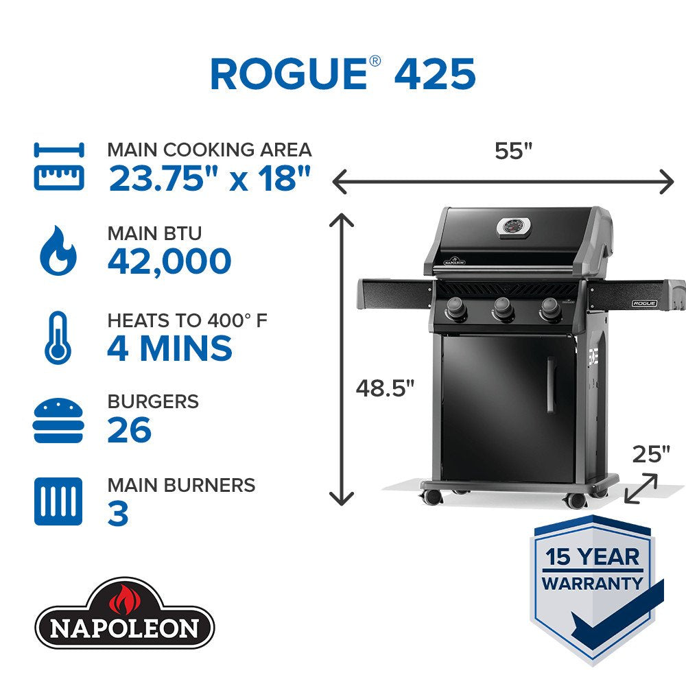 Napoleon Rogue 425 Propane Gas Grill - Black — image 2