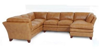 Main product view showcasing the full Futura leather sectional sofa with a right-facing chaise.