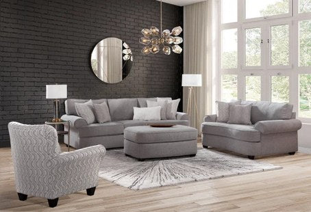 Behold Chambord Ash Grey Fabric Ottoman