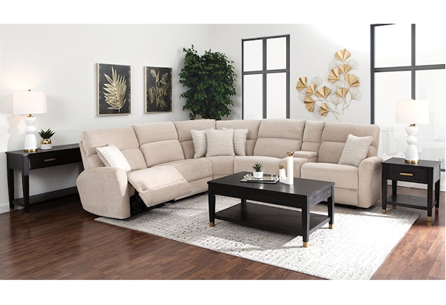 Alexandra Home 8889 6-Piece Dual Power Reclining Sectional - Tan
