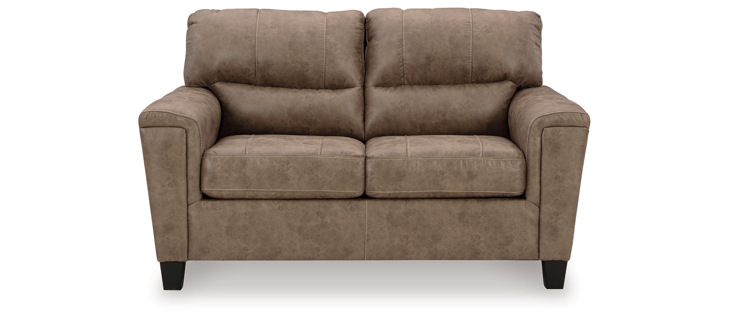 Ashley Navi Taupe Faux Leather Loveseat