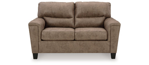 Ashley Navi Taupe Faux Leather Loveseat