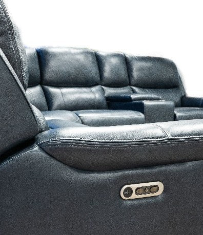 Lifestyle Furniture Sassari 5-Piece Dual Power Reclining Sectional - Marine Leather — image 3
