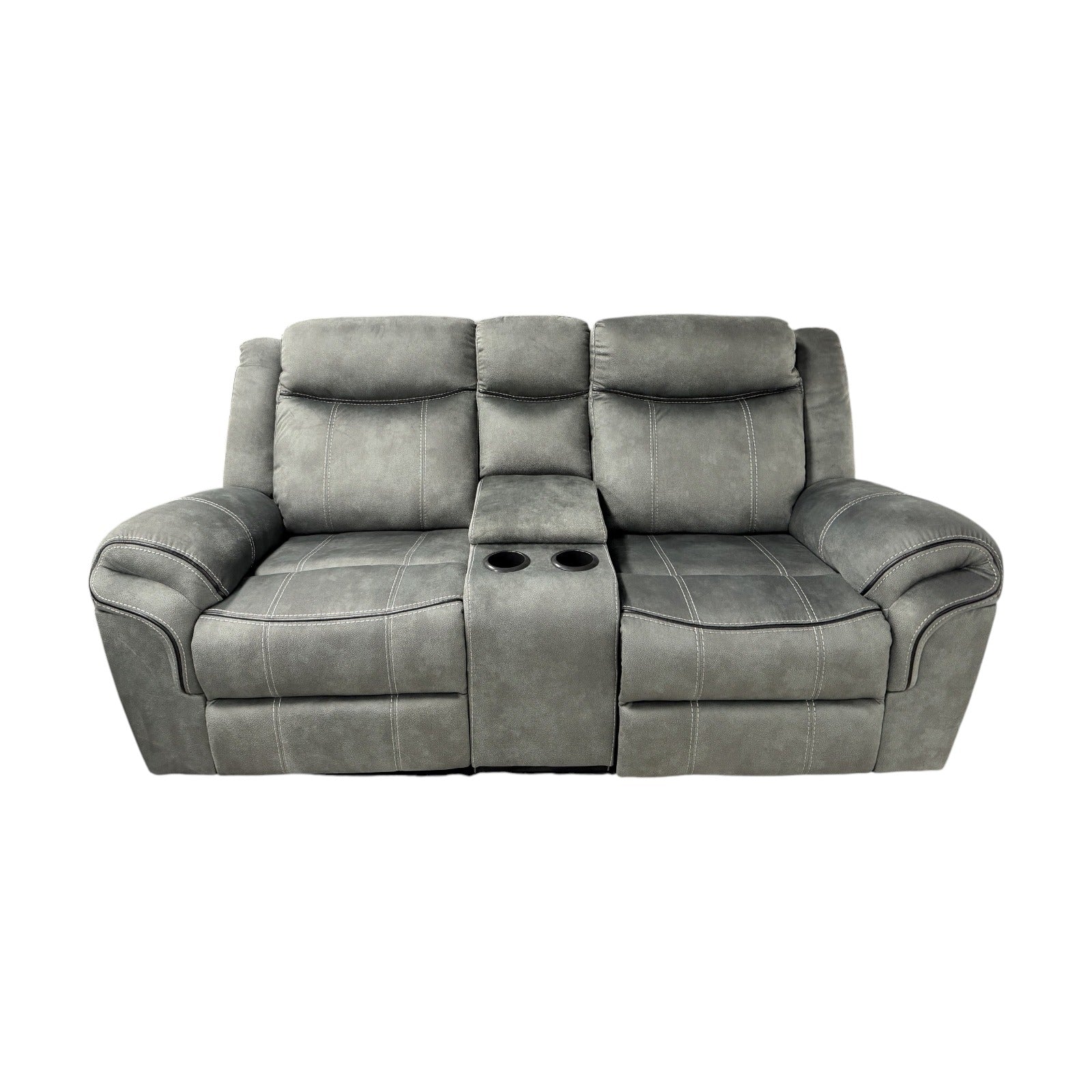 Elements International Sorento Charcoal Dual Reclining Console