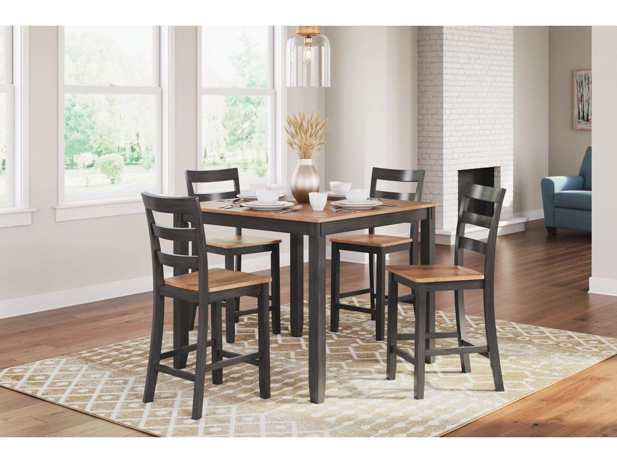 Best partial view of the pub set, showcasing the table surface, two chairs, and a bright window background.