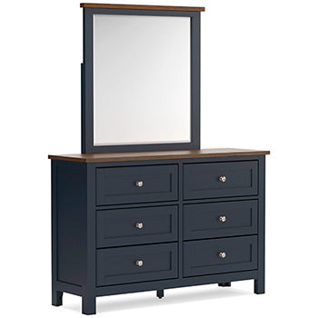 Ashley Furniture Landocken Dark Blue & Natural Wood Bedroom Mirror