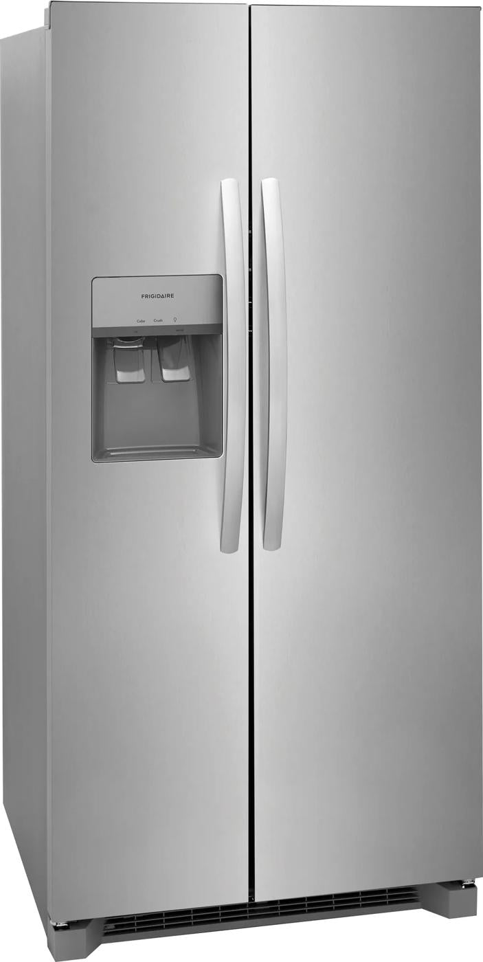 Frigidaire FRSS2323AS stainless side-by-side refrigerator, exterior view