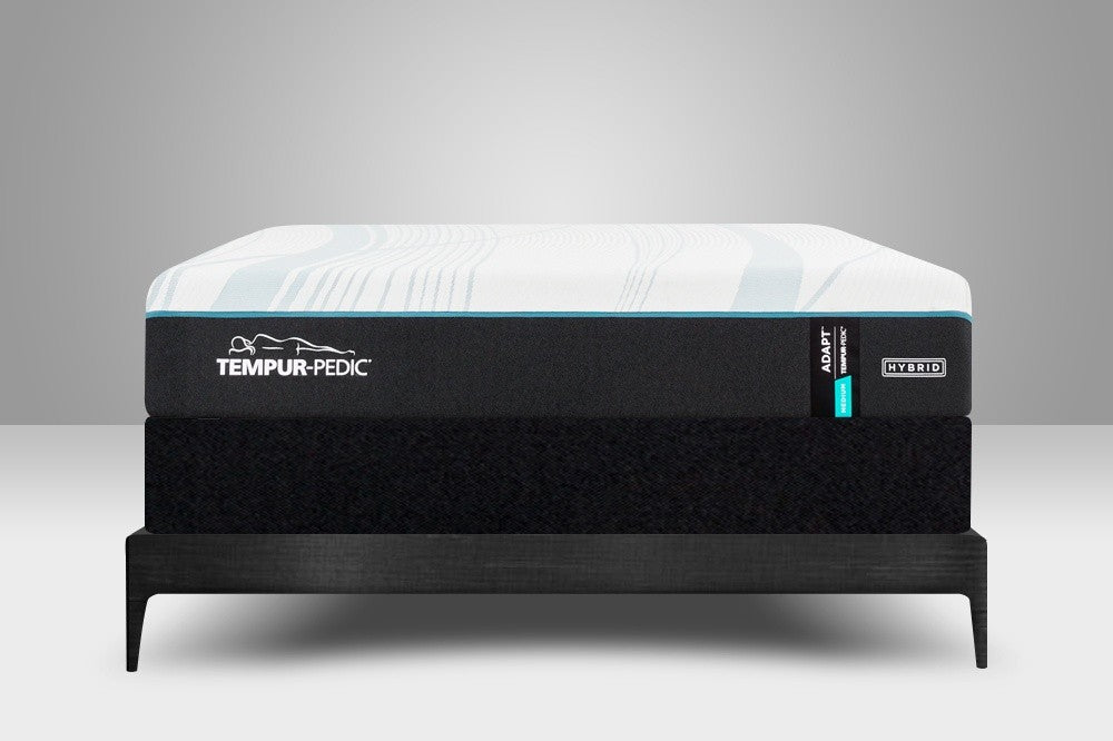 TEMPUR-Flat nine-inch foundation shown beneath a mattress; mattress and bed frame sold separately