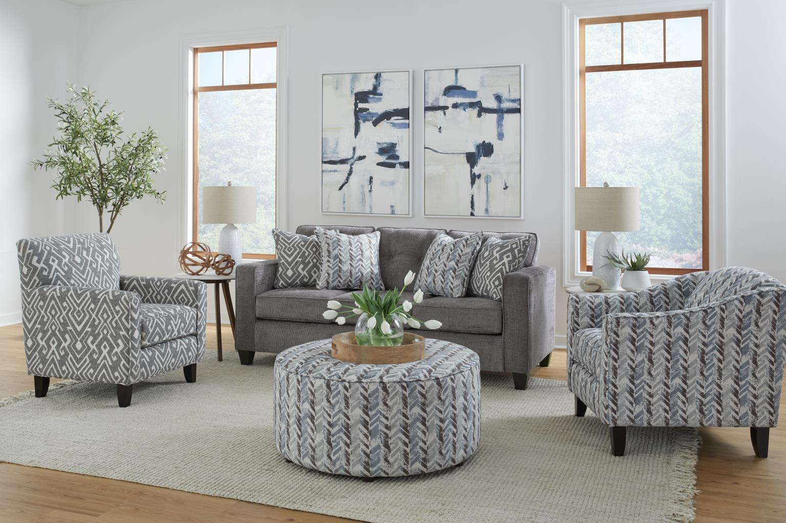 Fusion Furniture Wowza Mink Gray Patterned Accent Chair