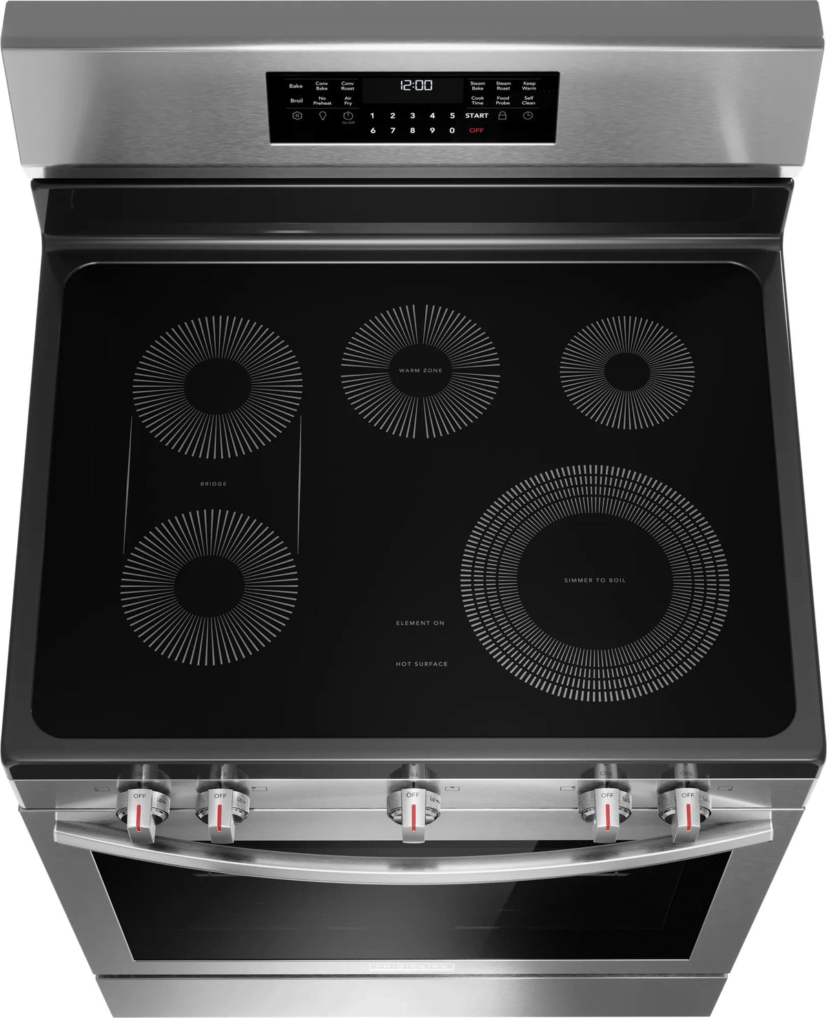Frigidaire Gallery GCRE3060BF electric range cooktop and controls