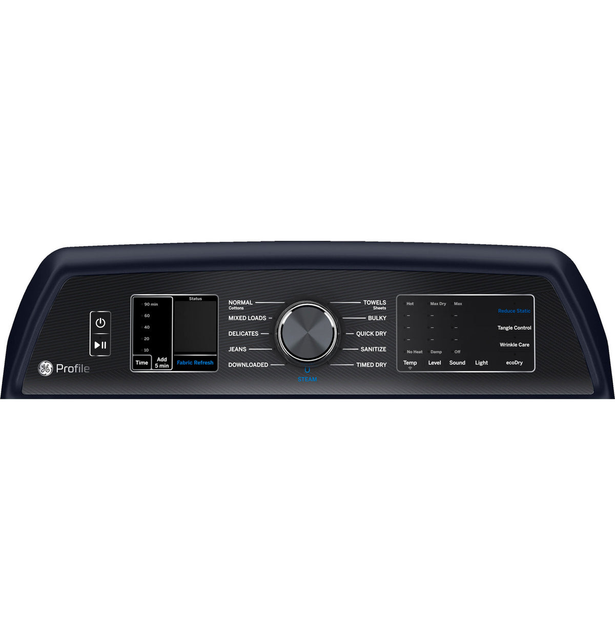GE Profile PTD90EBPTRS electric dryer, control panel detail
