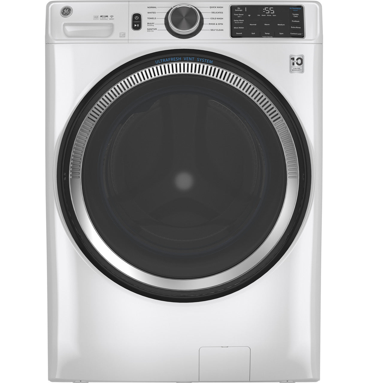 GE Appliances 4.8 Cu. Ft. Front Load Washer - White