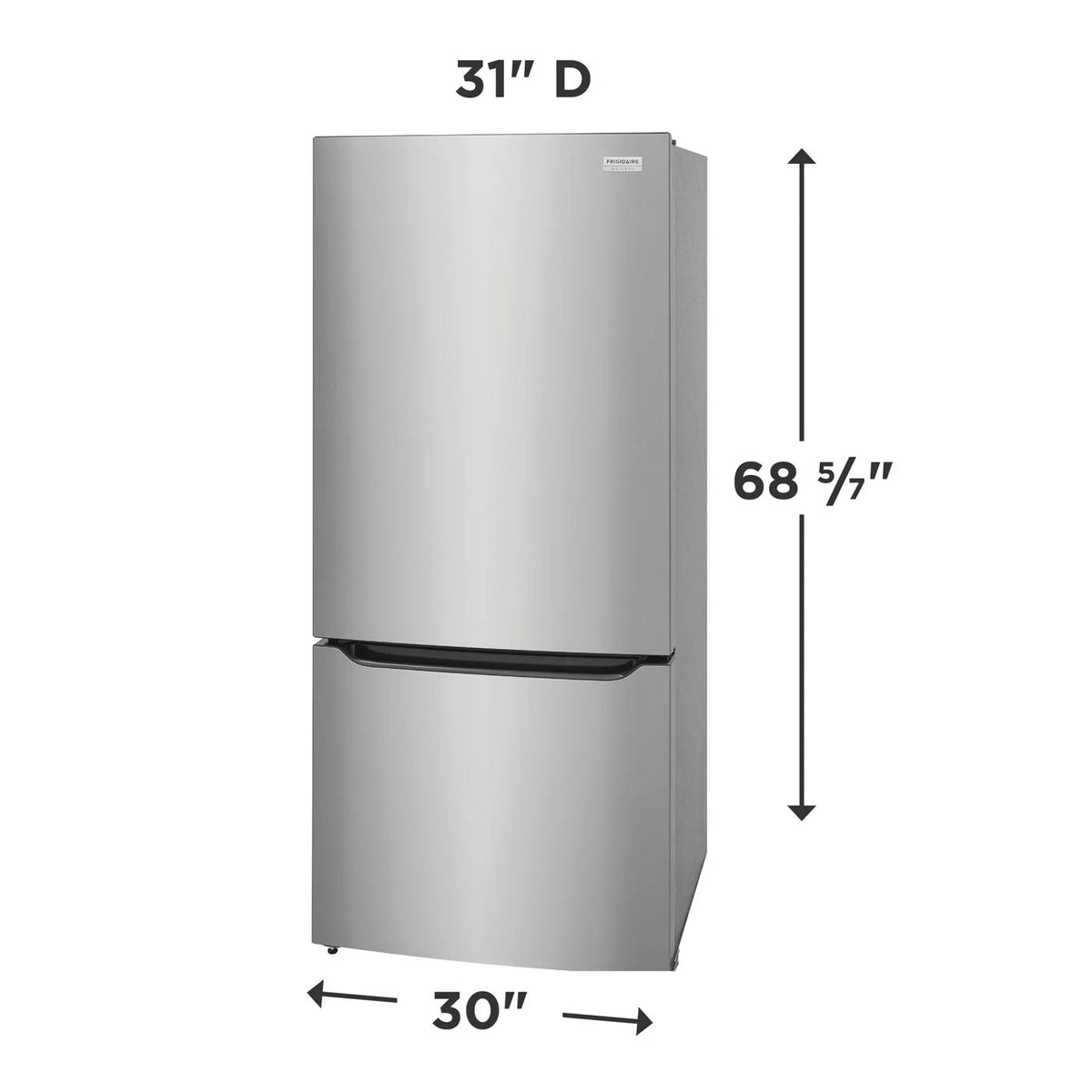 Frigidaire Gallery GRBN2012AF refrigerator with width, depth, and height marked