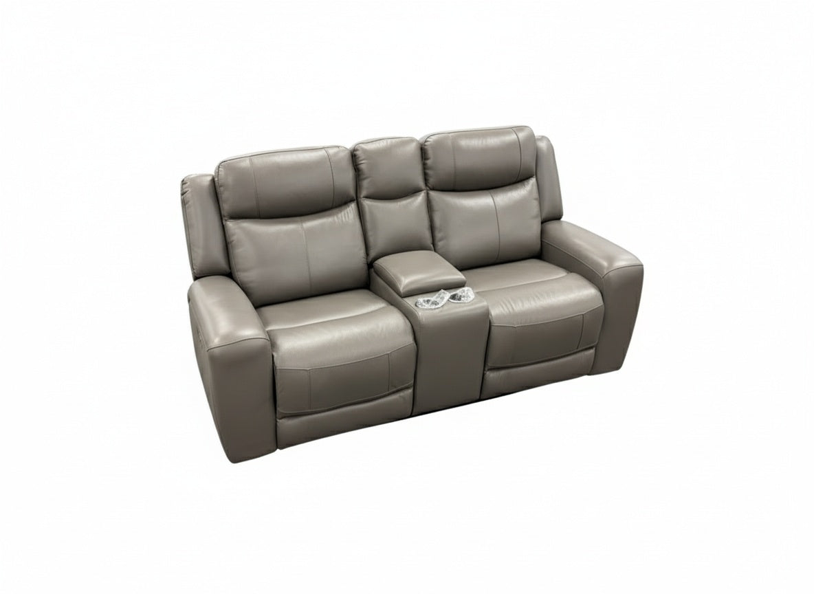 Cheers BU70150HM Gray Leather Dual Power Reclining Console Loveseat — view 2
