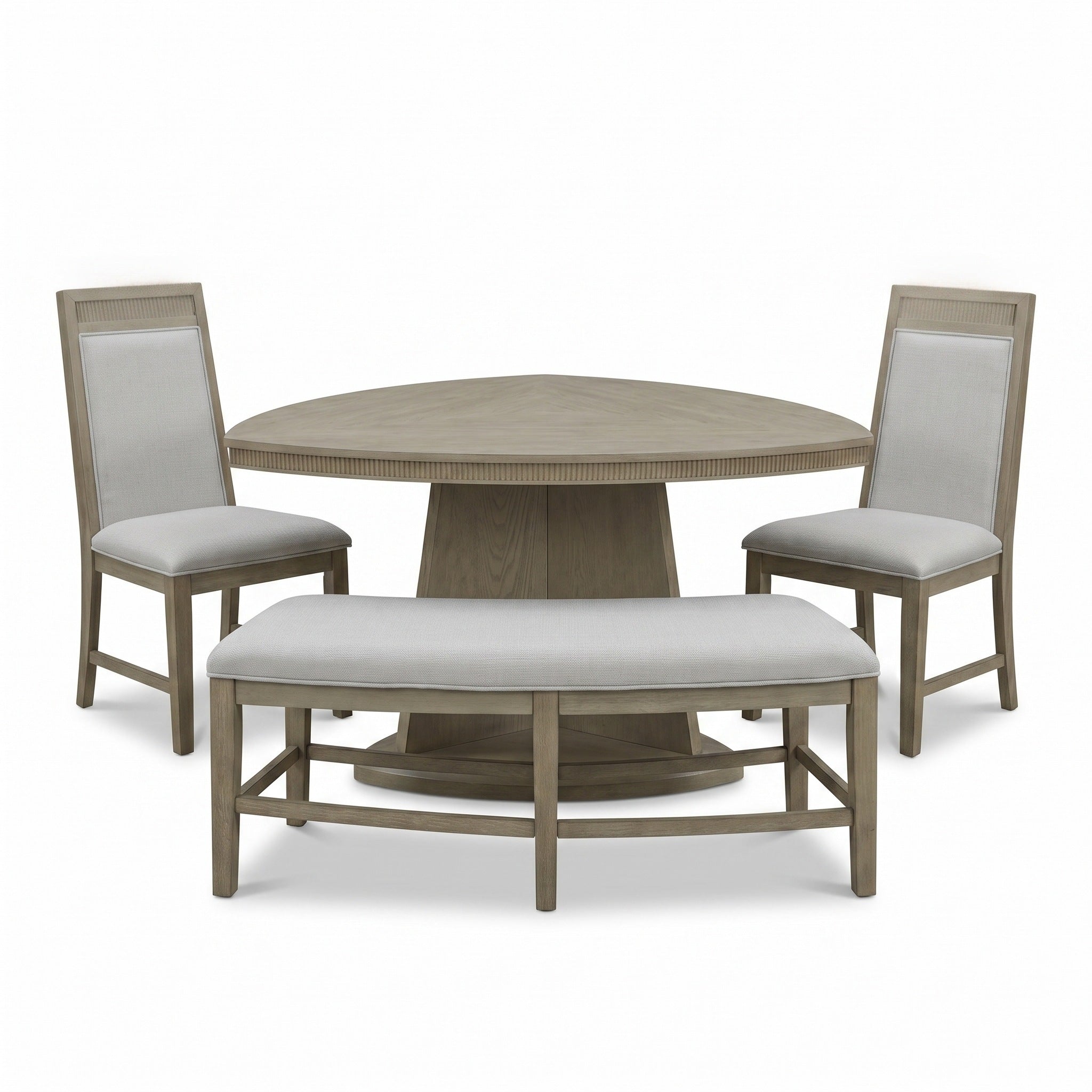 Lifestyle C9608 Weathered Gray Triangular Dining Set - 4 piece (table, 2 chairs, bench)
