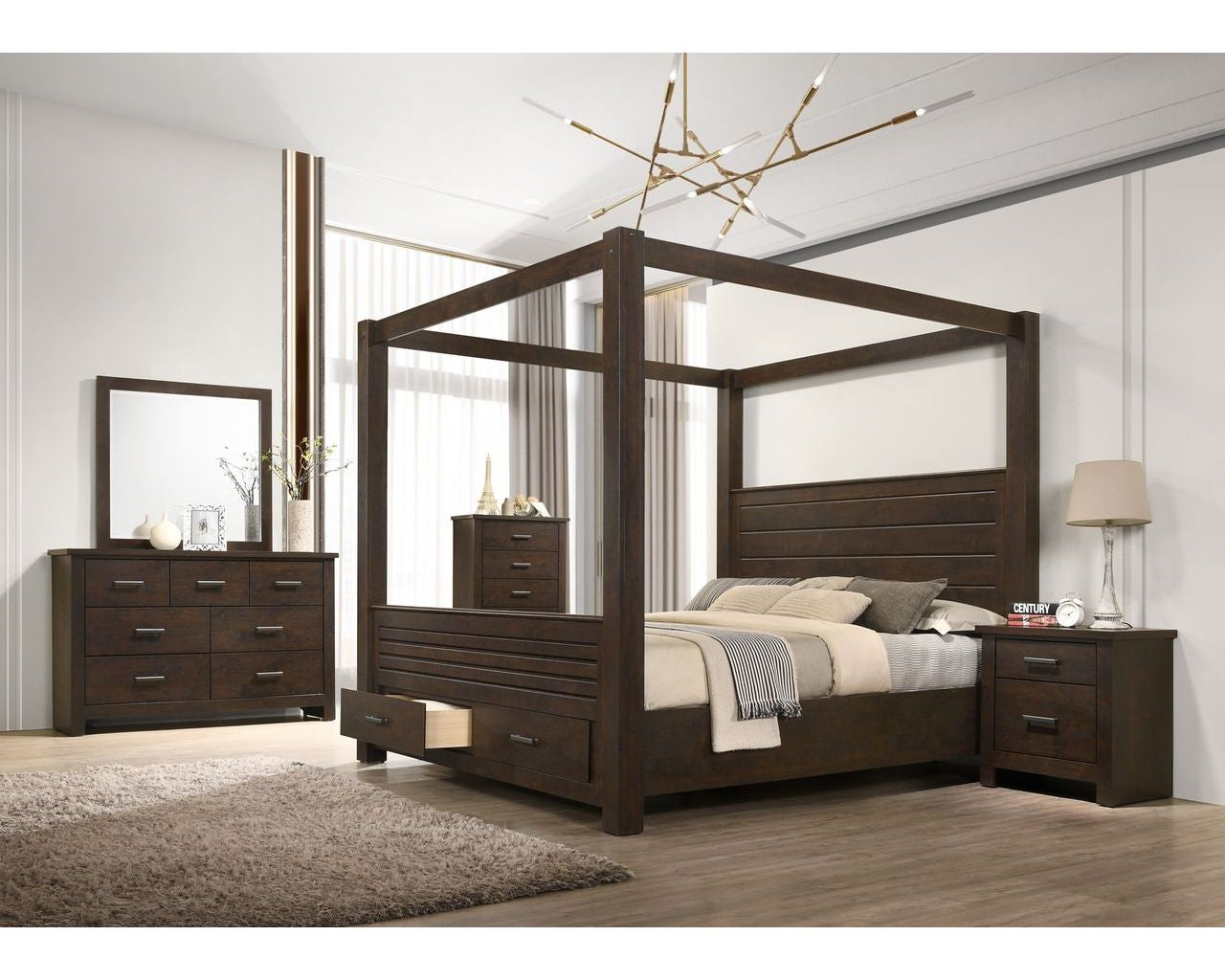 Lifestyle Furniture C6413A Espresso collection room setting; this listing is the dresser