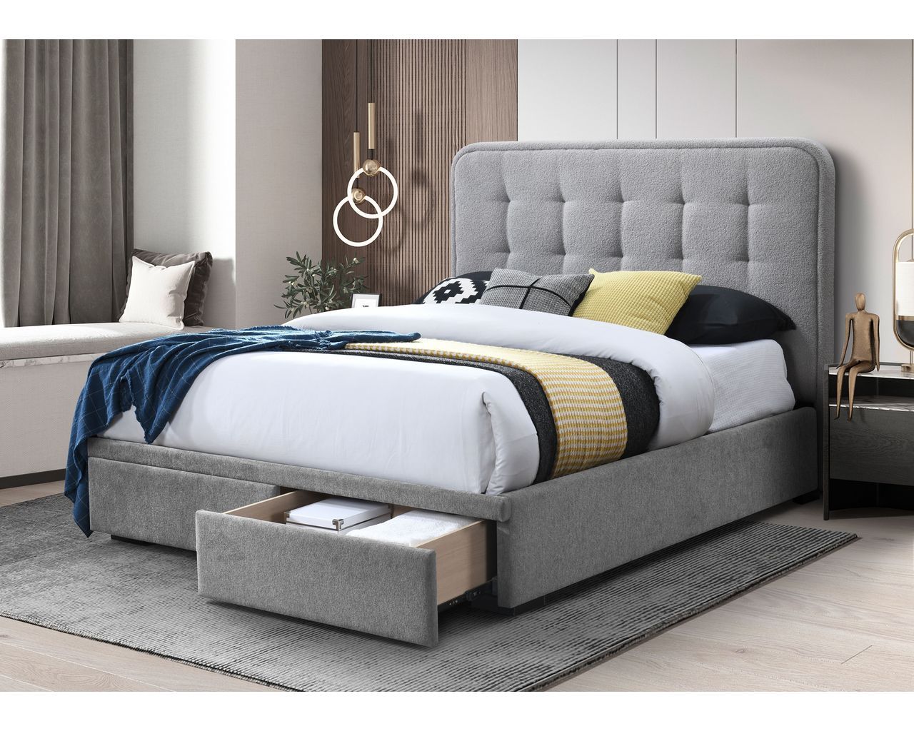 Lifestyle Furniture C9434A Gray collection room setting; this listing is the king bed