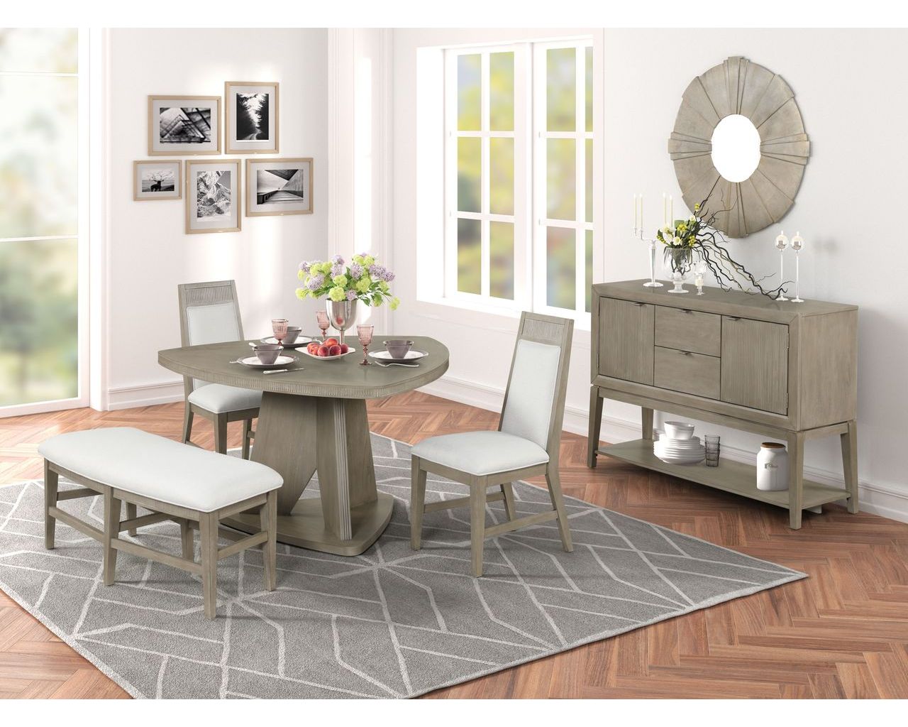 Lifestyle Furniture C9608D Weathered Gray collection room setting; this listing is the counter height dining table