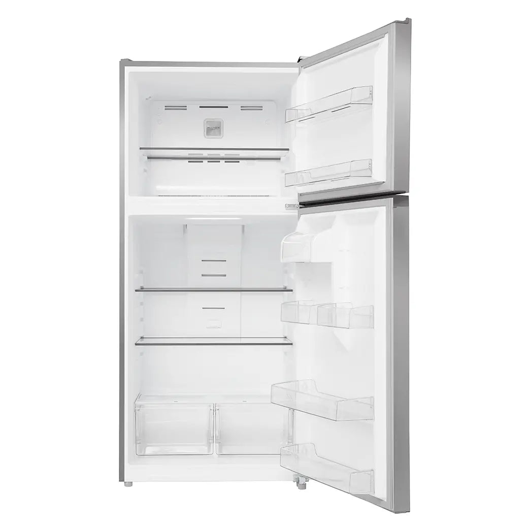 Midea MRT18D3BST top-freezer refrigerator, refrigerator and freezer open