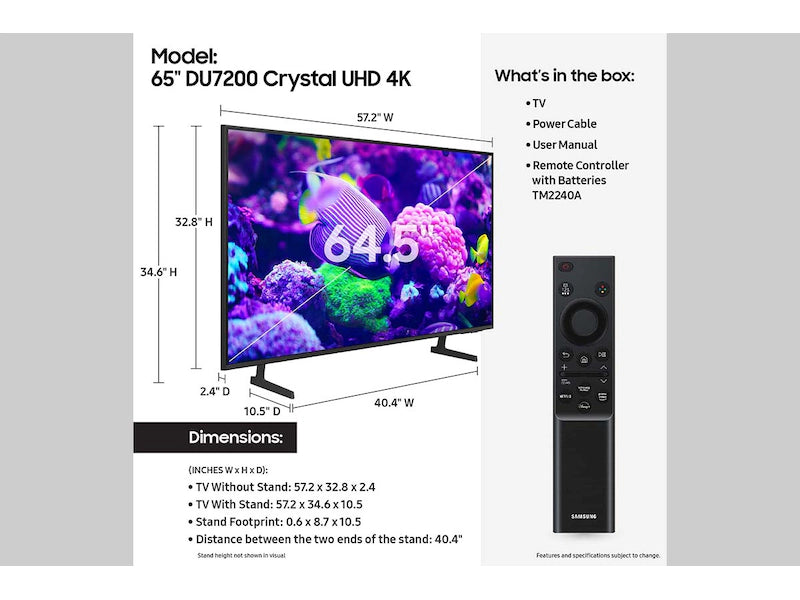 Samsung 65-inch Crystal UHD 4K Smart TV - Black