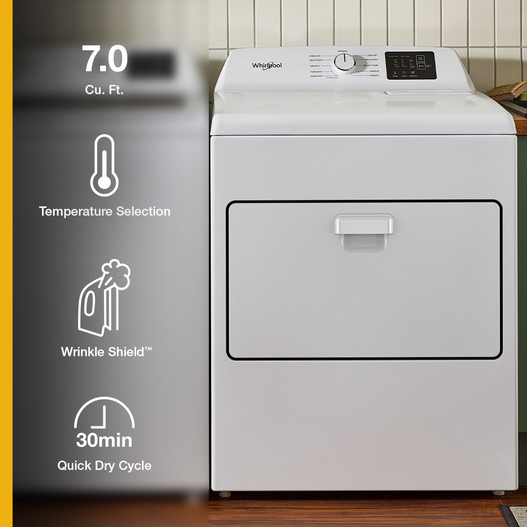 Whirlpool 7.0 Cu. Ft. Electric Dryer (WED4307SW) - White — image 4