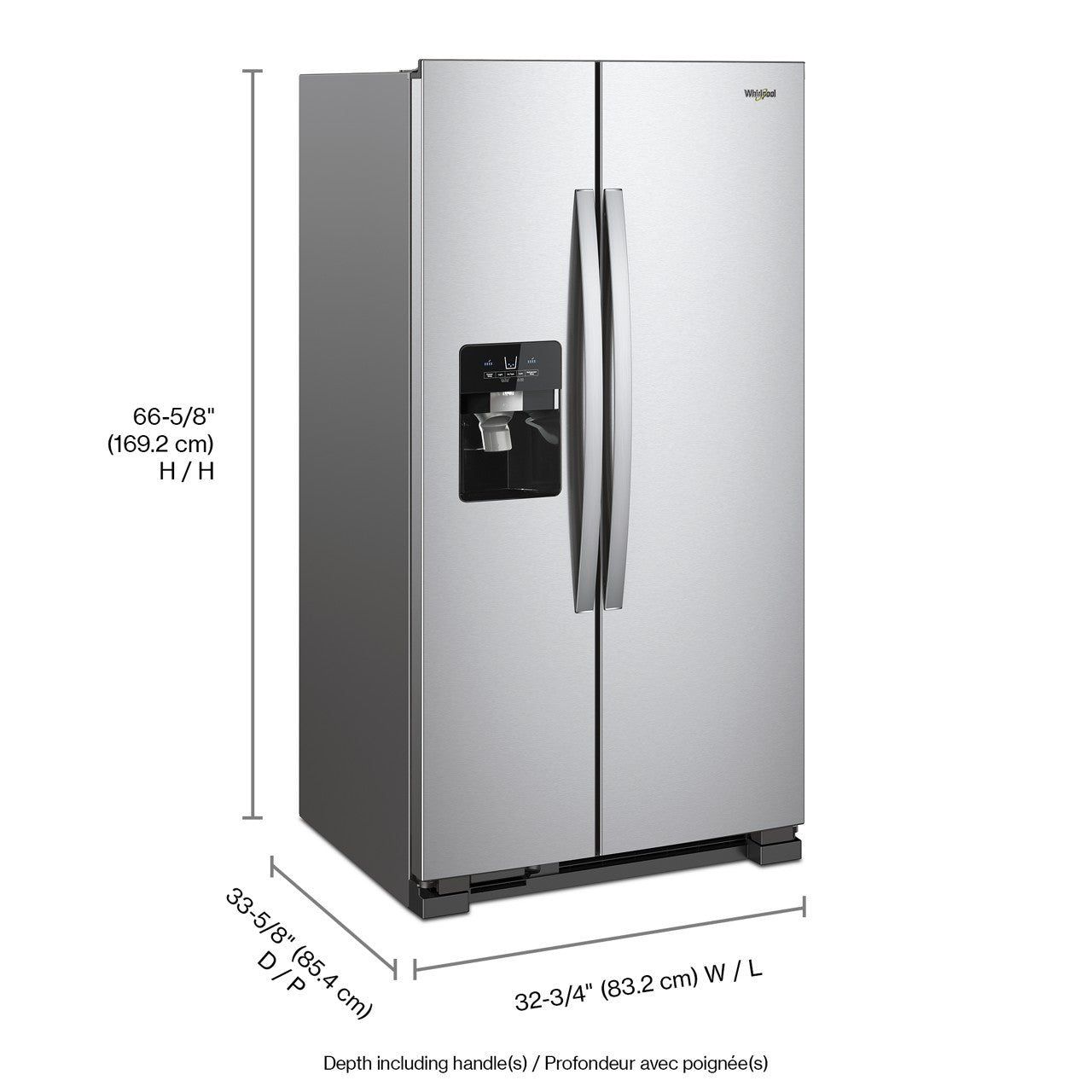 Whirlpool Side-by-Side Refrigerator (WRS321SDHZ) - Stainless Steel