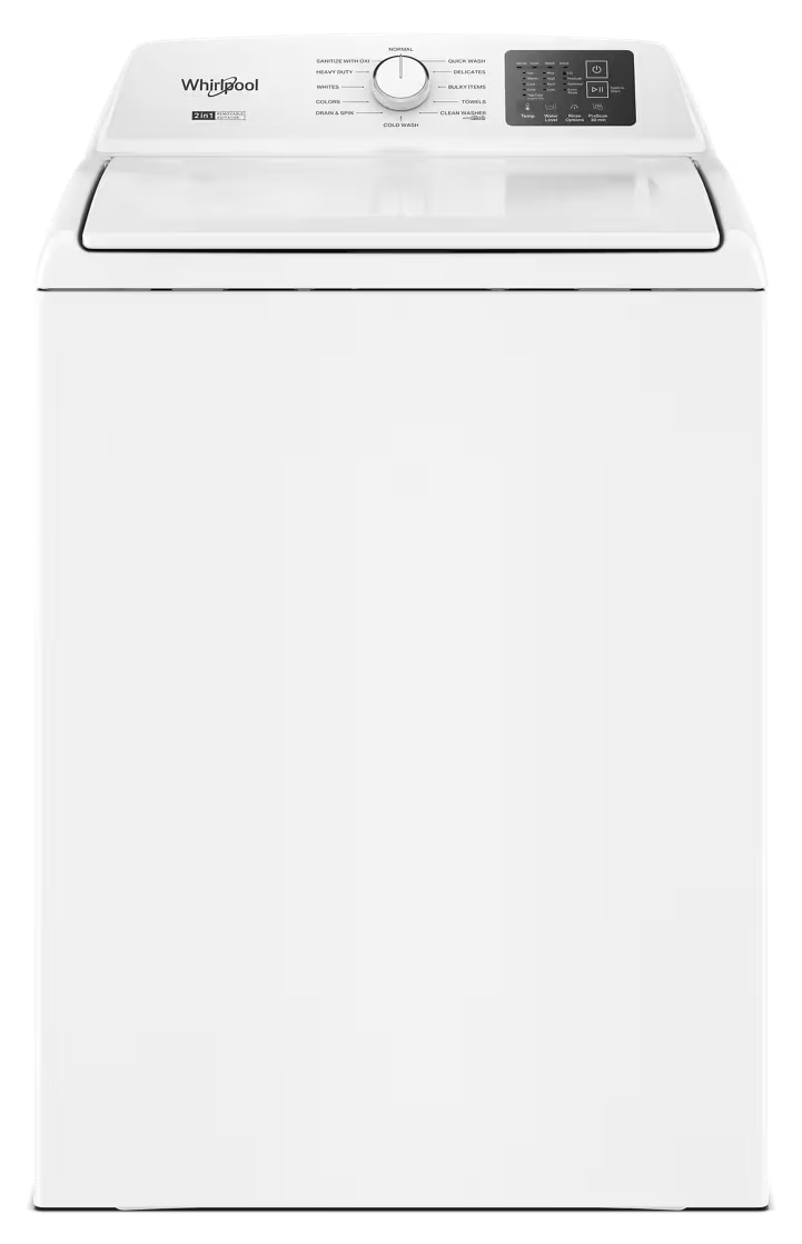 Whirlpool WTW4107SW white washer, front exterior