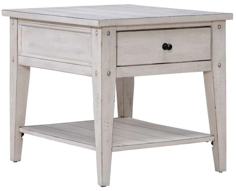 Liberty Furniture Distressed White End Table — image 2