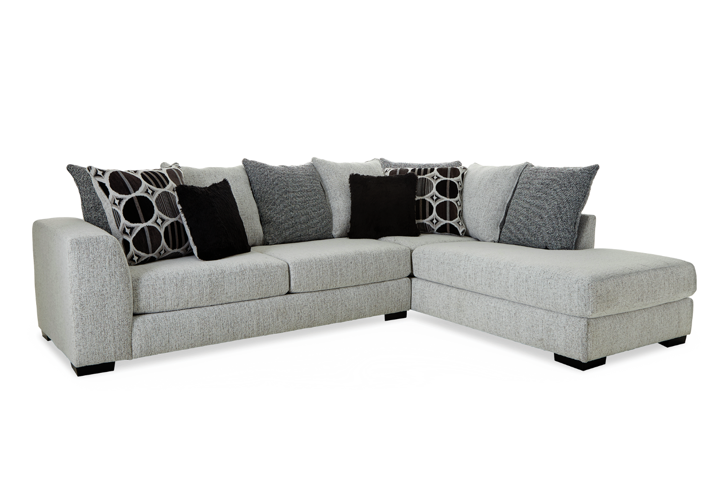 Albany Arctic Black 2-Piece Sectional - Light Gray Fabric — image 2