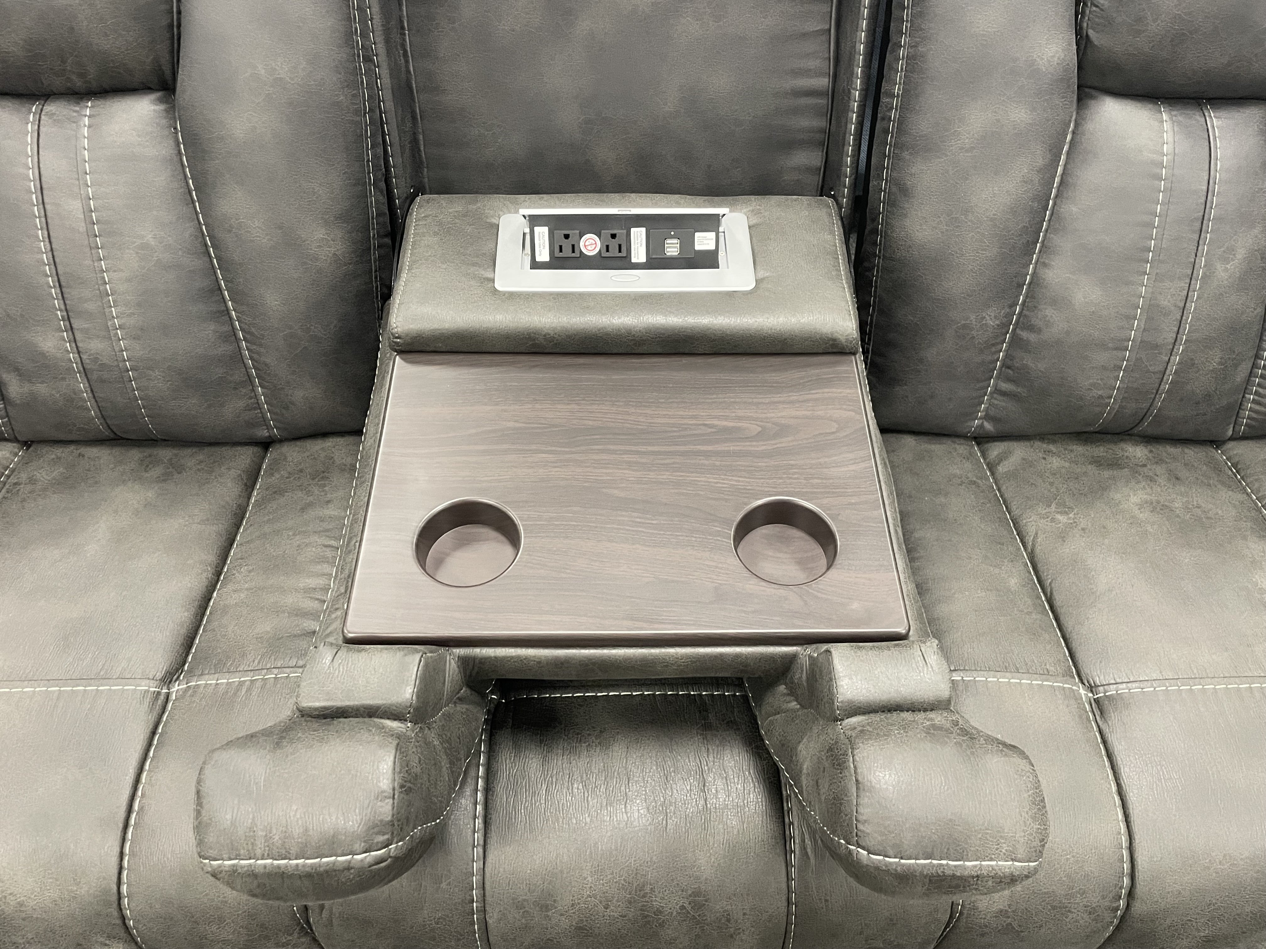 Cheers Plush Gray Power Reclining Sofa with Console — image 3