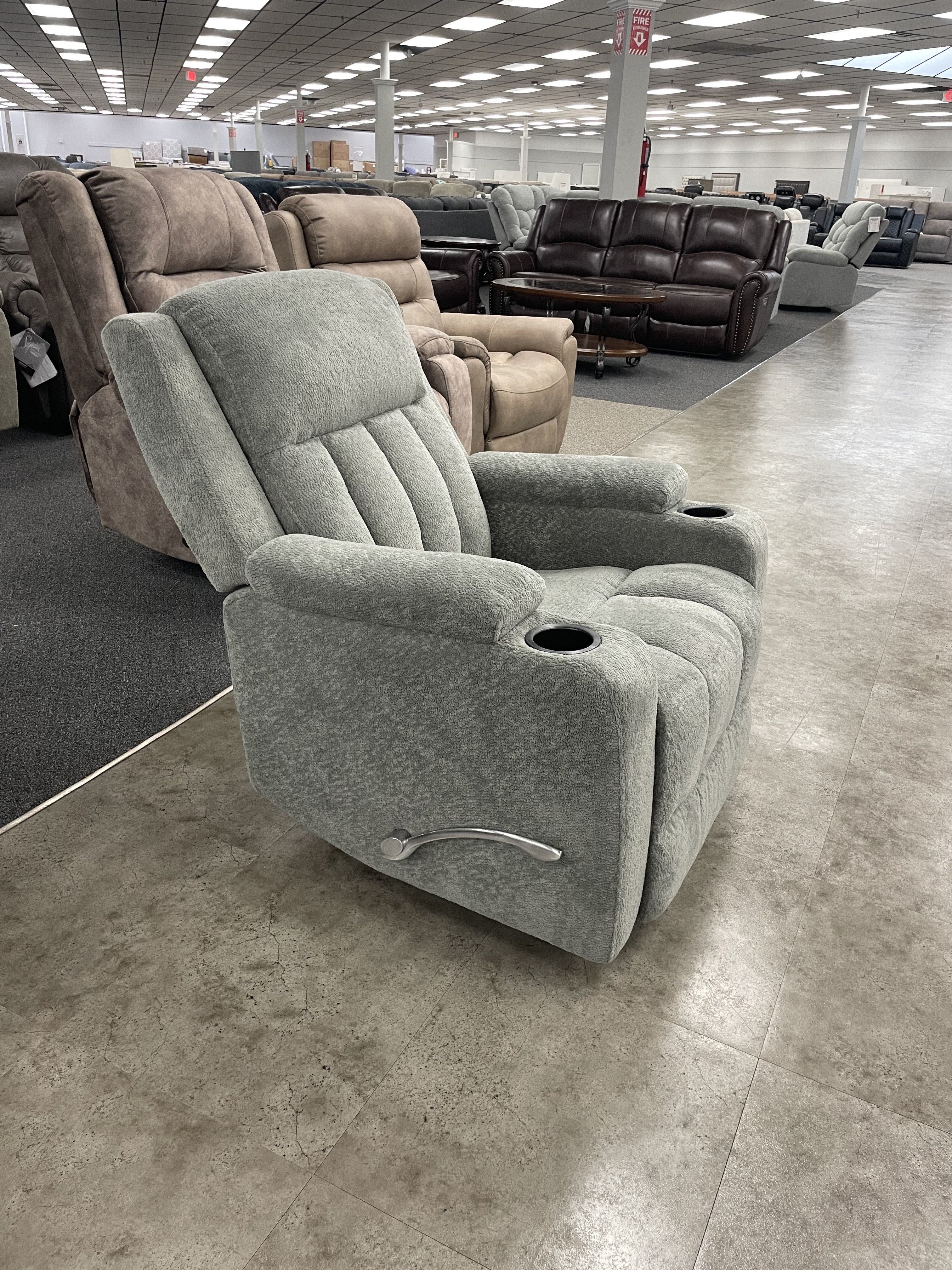 Cheers Light Gray Fabric Swivel Glider Recliner — image 3