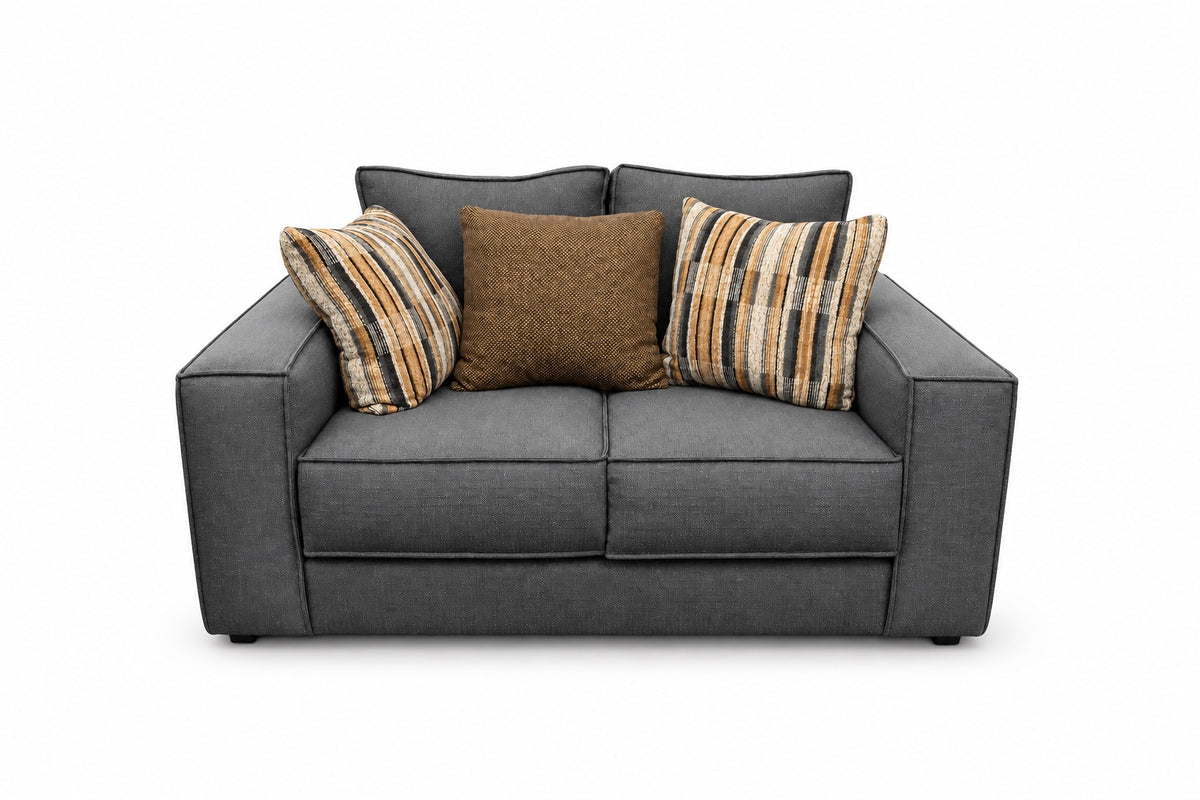 Corinthian Acasa Storm Loveseat shown alone with the complete item upright