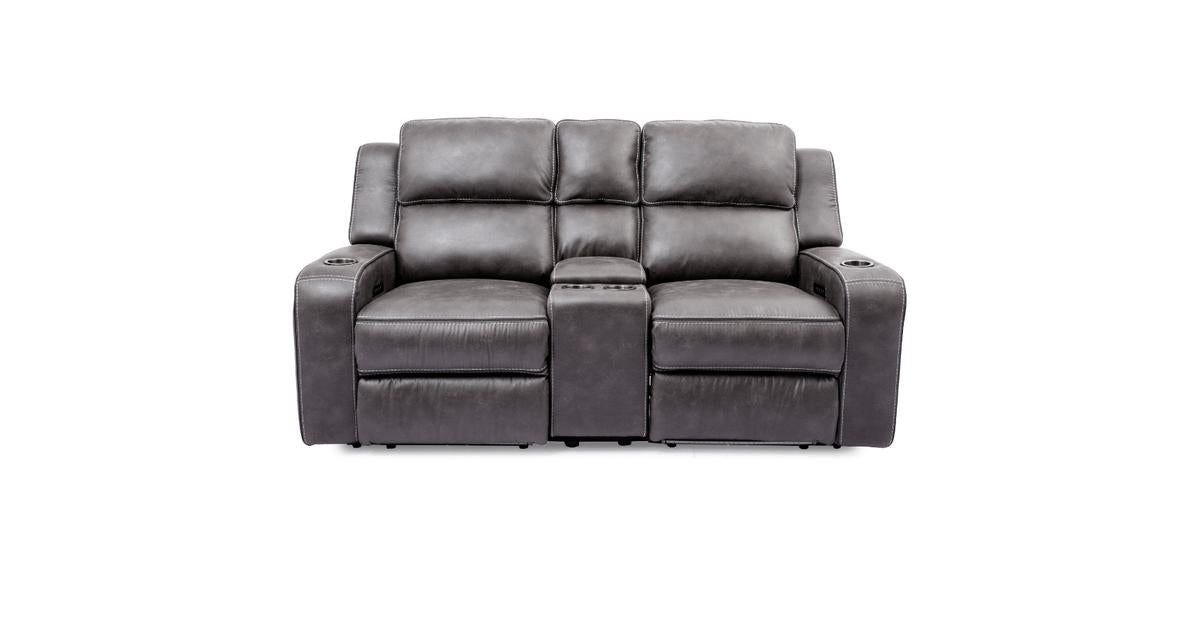Cheers Madrid Stone Power Reclining Console Loveseat