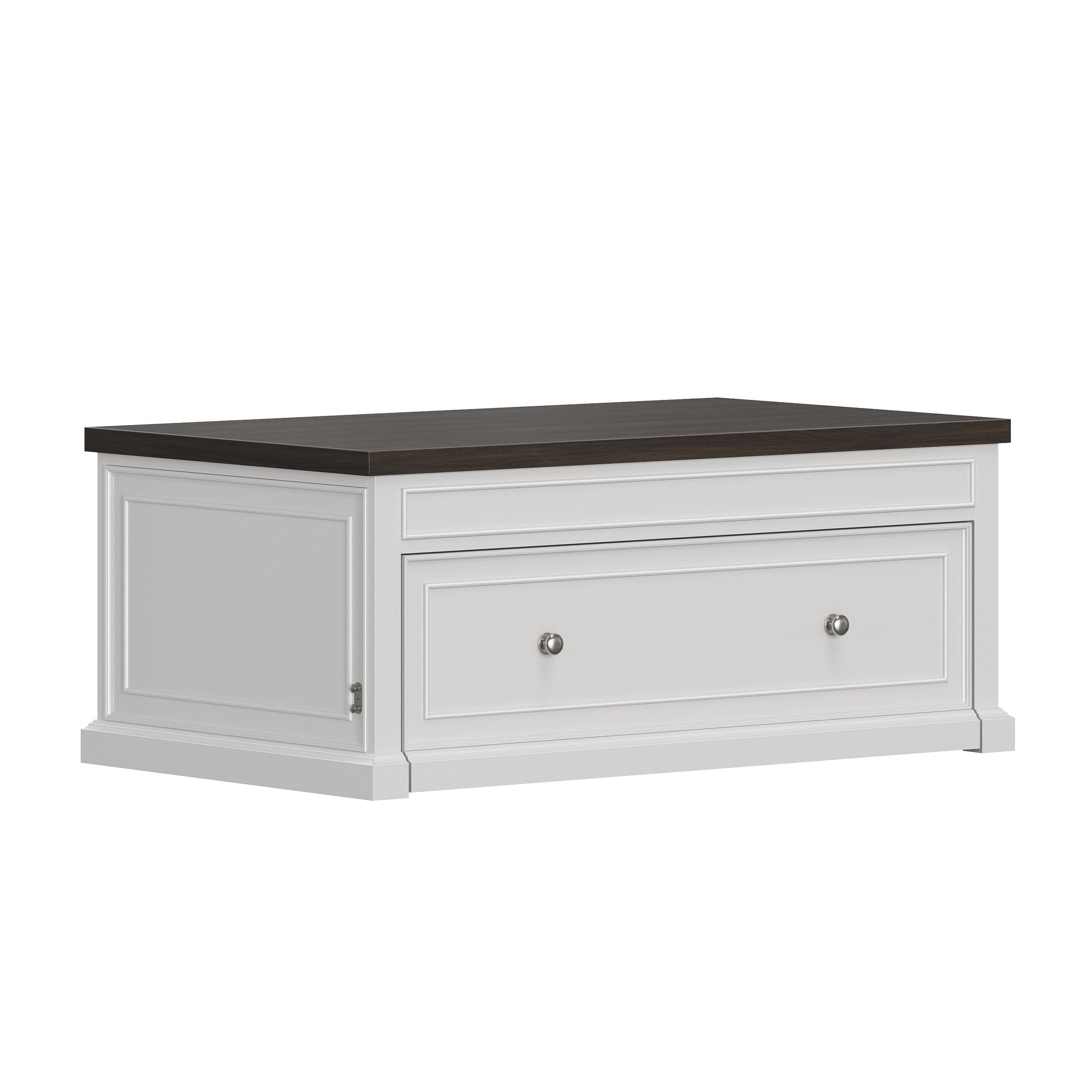 HH2home Soren Twin Lift-Top Cocktail Table with Storage - White & Brown